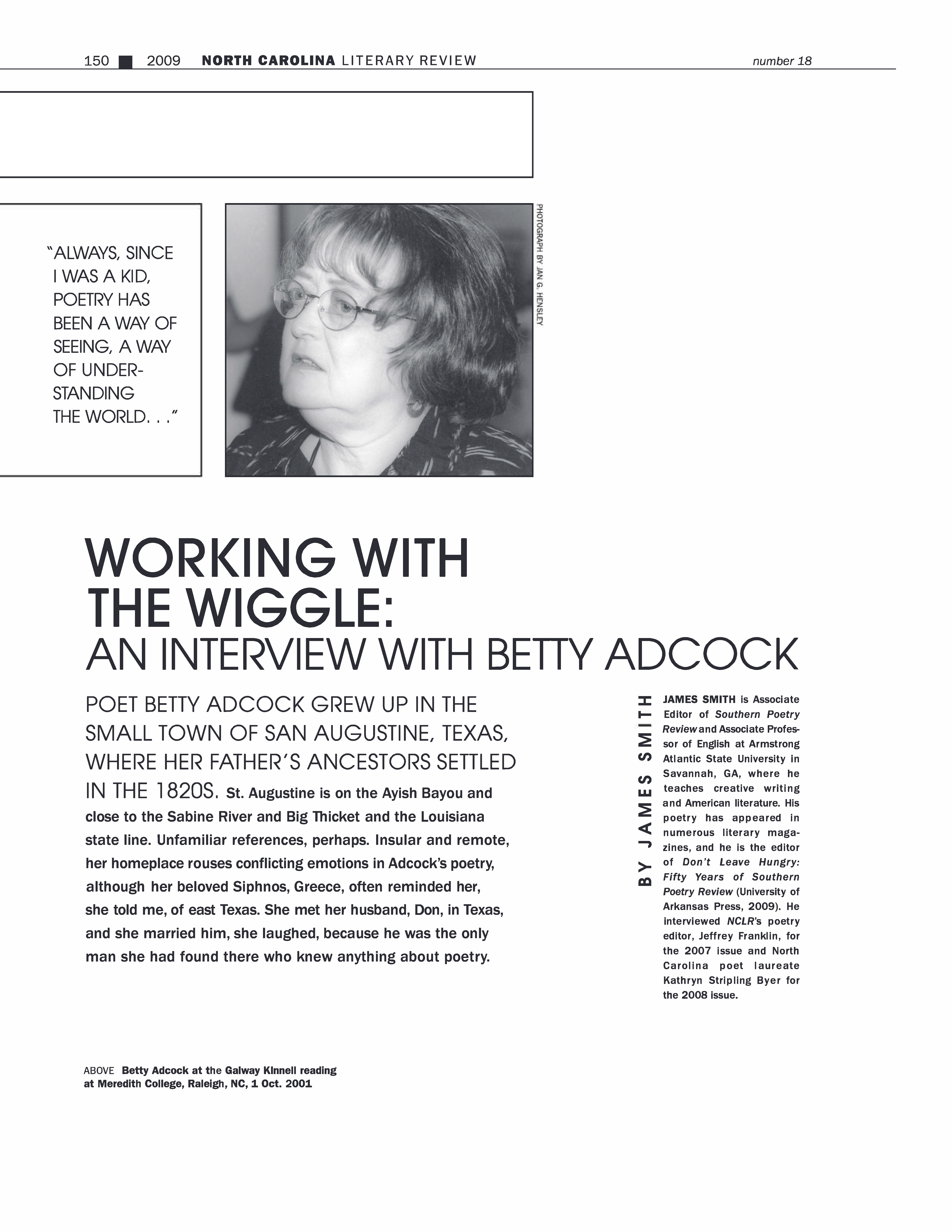 The Sensibility of Poet Betty Adcock